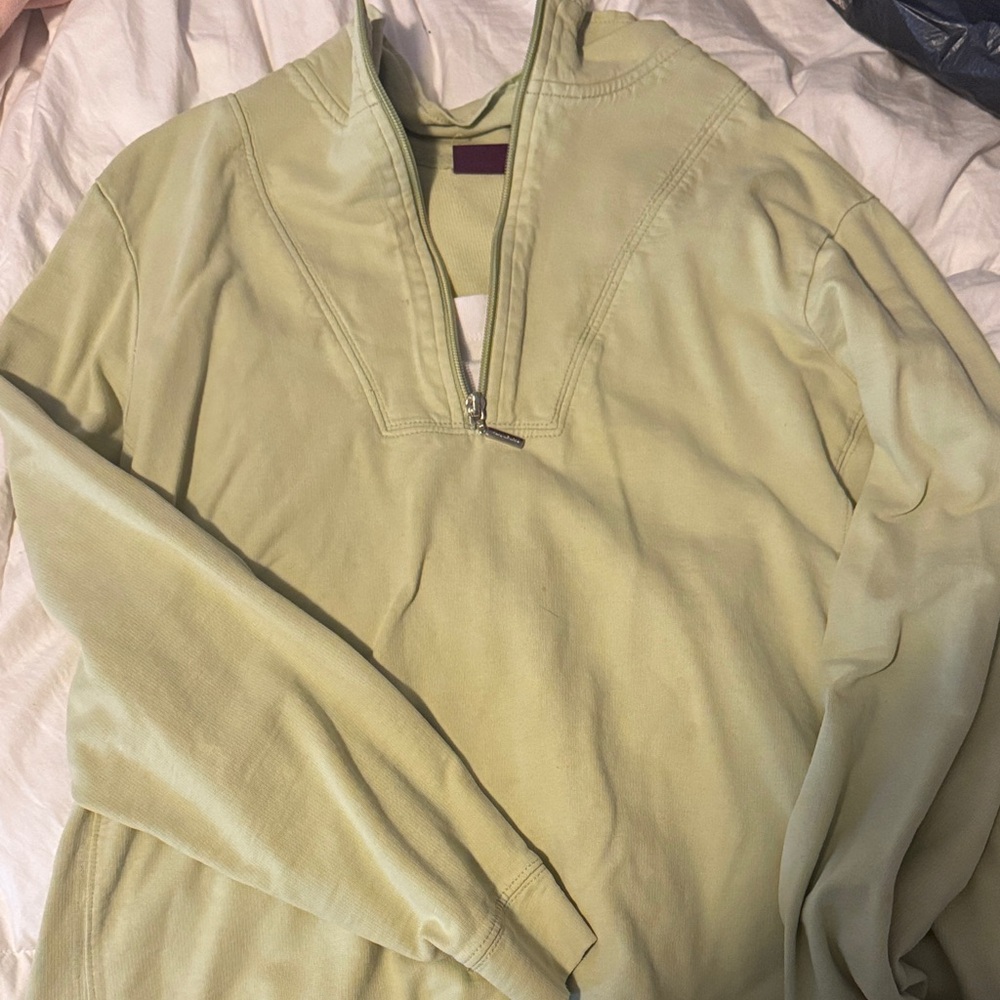 Gloria Vanderbilt Zip Up Sweater in Light Green